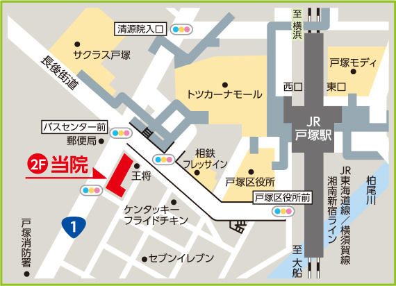 横浜戸塚駅前内科の地図